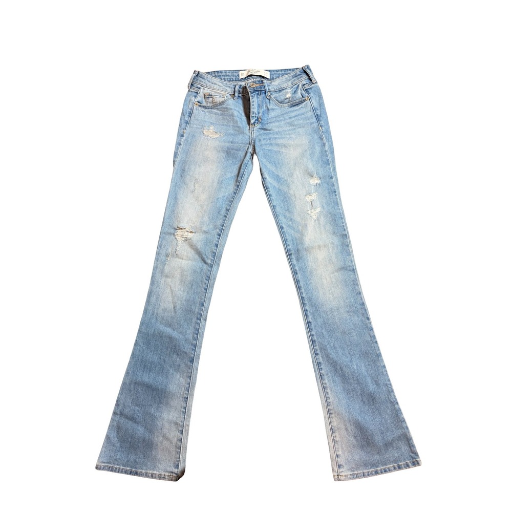 Abercrombie & Fitch Bootcut Jeans Womens 00S 24x31 Light Wash Distressed
